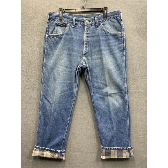 Carhartt Flannel Lined Darkstone Denim Jeans ACTUAL 36x28 Work Relaxed Fit Pants - Picture 1 of 16